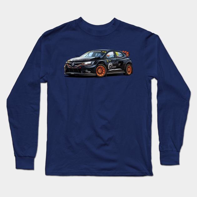 Renault Megane RX Super Car Long Sleeve T-Shirt by Mario Ramos Rally Art